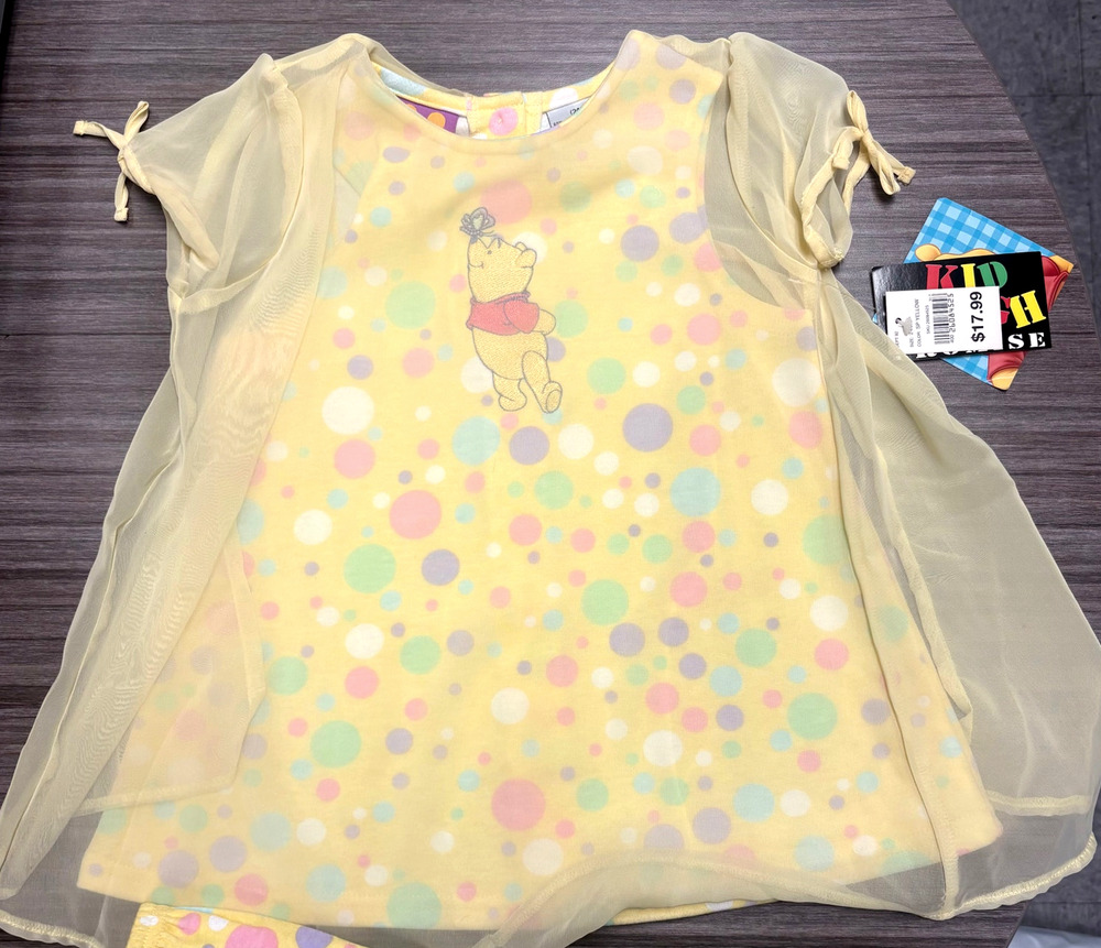 Vintage Pooh Polka Dot Set with Sheer Overlay Top 24m